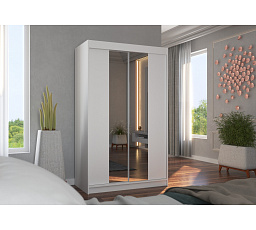 Tolóajtós szekrény tükörrel MARVIN 120 Fehér+Fehér