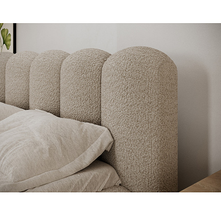Oloroso ágy 180x200 fémvázzal és ágyneműtartóval, barna bouclé Royal 20