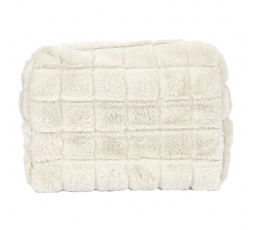 Krém színű szőrös kozmetikai táska