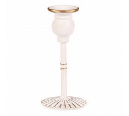 Fém gyertyatartó - 17 cm, kúpos gyertyához, fehér
