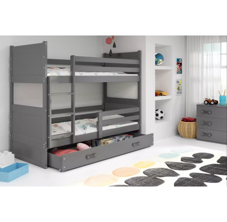 RICO PIĘTROWE RAMA GRAFIT WYPEŁNIENIA GRAFIT SZUFLADA GRAFIT BEZ MATERACY 90 X 200 KPL