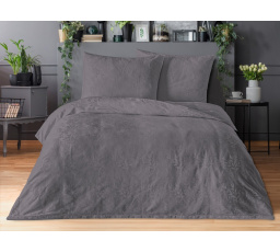 Luxusní žakárové povlečení 240x220, 70x90cm listy tmavě šedé