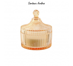 Bohém üveg gyertya L sárga