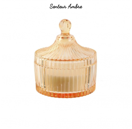 Bohém üveg gyertya L sárga