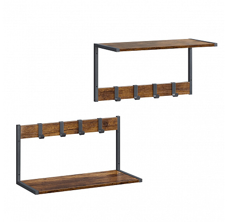 Set 2 nástěnných poliček, mdf, hnědá, ABP-E1083 OLW