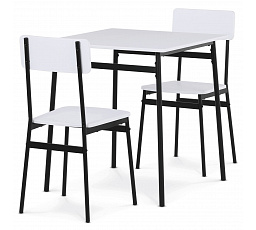Étkezőgarnitúra 2 székkel, 70x70x76cm, MDF, fehér, AUT-O2121 WT