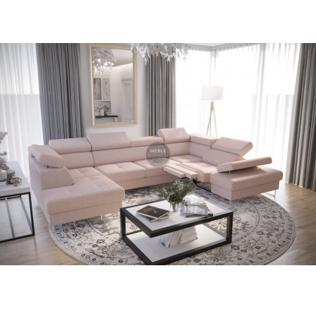 NAROŻNIK GALAXY MAX II RELAX Z FUNKCJĄ SPANIA 215x350x170 - Odcienie beżu , prawa