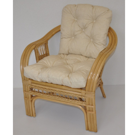 Ratanové křeslo Rio De Janeiro medové - polstr béžový melír