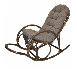 Ratanové houpací křeslo Jenaira hnědé polstr šedý melír