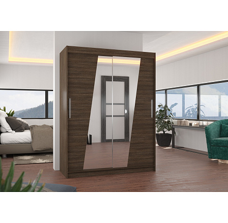 Tolóajtós szekrény tükörrel BOLTON 150 Choco+Choco