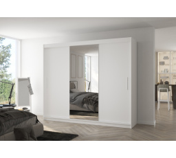 Tolóajtós szekrény tükörrel DENIS 250 Fehér+Fehér