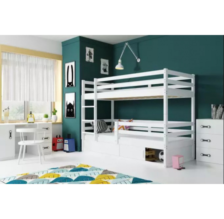 Łóżko młodzieżowe, piętrowe Bingo, z białą ramą, bez materacy 80 x 190