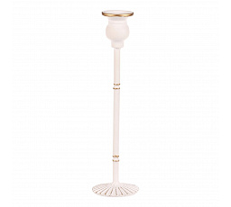 Fém gyertyatartó - 30 cm, kúpos gyertyához, fehér