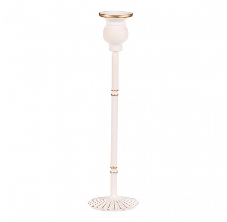 Fém gyertyatartó - 30 cm, kúpos gyertyához, fehér Fém gyertyatartó - 30 cm, kúpos gyertyához, fehér