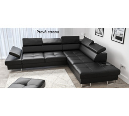 NAROŻNIK GALAXY Z FUNKCJĄ SPANIA 225X280 SKÓRA NATURALNA - Strona prawa , Skóra czarna