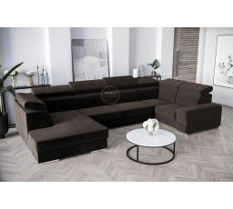 NAROŻNIK ROYAL MAX I 210x375x185 - prawa , Odcienie brązowego