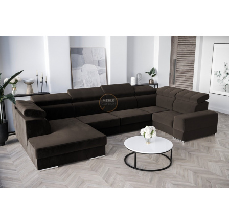 NAROŻNIK ROYAL MAX I 210x375x185 - prawa , Odcienie brązowego