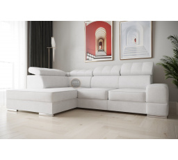 NAROŻNIK ROYAL I 260×185 - lewa , Biała eko skóra