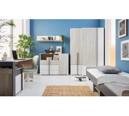 REMO-C gyerekszoba (ágy 90x200 cm), Fehér Wilton Tölgy/Fehér Lux/Antracit