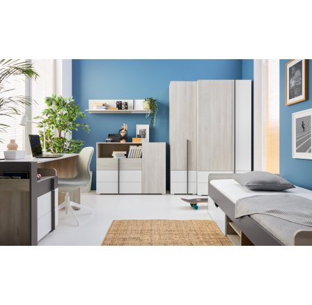 REMO-C gyerekszoba (ágy 90x200 cm), Fehér Wilton Tölgy/Fehér Lux/Antracit