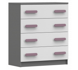 Komód 4S SMYK II - 02, Szürke/Fehér/Hanga