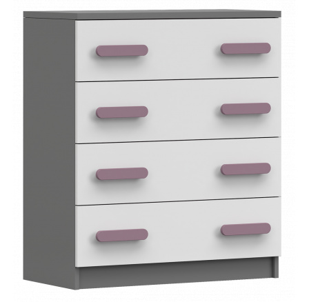 Komód 4S SMYK II - 02, Szürke/Fehér/Hanga