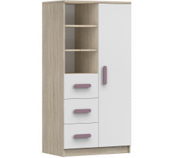 Polc 80 3S1D SMYK III - 05, Sonoma Tölgy/Fehér/Hanga