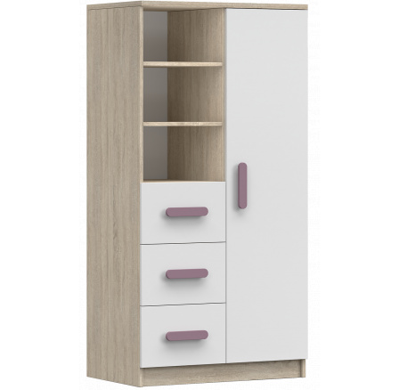 Polc 80 3S1D SMYK III - 05, Sonoma Tölgy/Fehér/Hanga