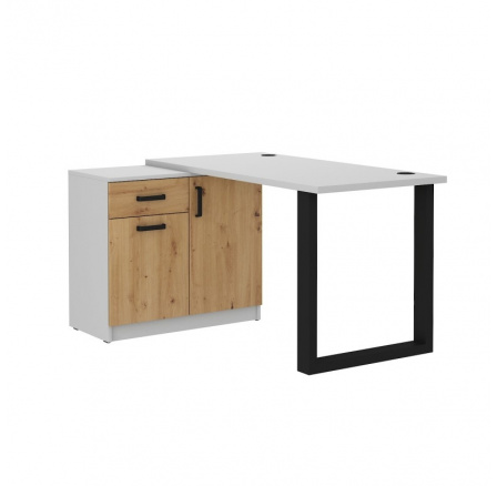 Psací stůl s komodou MATYLDA 130, Dub artisan/Světle šedá