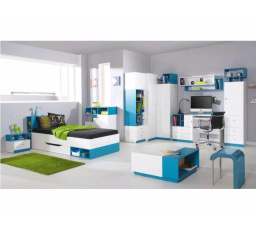 Gyerekszoba MOBI - B rendszer, Fehér Lux / Türkiz