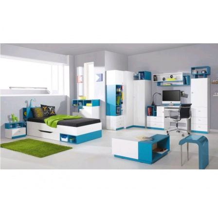 Gyerekszoba MOBI - B rendszer, Fehér Lux / Türkiz