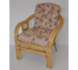 Ratanové křeslo Rio De Janeiro medové - polstr motiv levandule