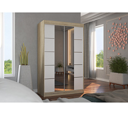 Tolóajtós szekrény tükörrel GENUA 120 Sonoma+Fehér