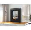 Tolóajtós szekrény tükörrel és LED világítással DORRIGO 150 Fekete+Fekete
