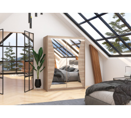 Tolóajtós szekrény, tükörrel és LED világítással MAX 150 Truffle+Truffle