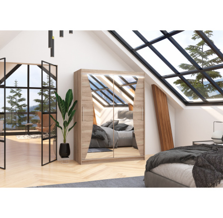 Tolóajtós szekrény, tükörrel és LED világítással MAX 150 Truffle+Truffle