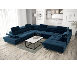 NAROŻNIK GALAXY MAX I Z FUNKCJĄ SPANIA 280x350x225 - Odcienie granatu , lewa