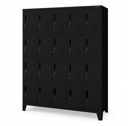 Fekete Fém Biztonsági Öltözőszekrény: ROBERT 1360 x 1720 x 450 mm