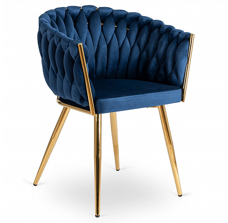 Krzesło CAPI Granatowe Plecione Welurowe