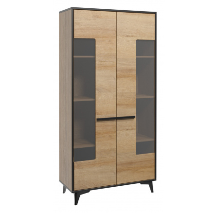 FRIDA W2D vitrin, Rivera Tölgy + Fekete