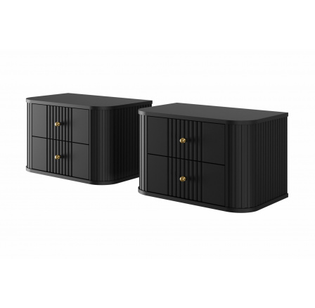 Zestaw szafek nocnych wiszących Vesper 56 cm - czarny / złote uchwyty