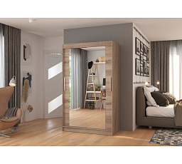 Tolóajtós szekrény tükörrel TIBAGO 120 Truffle+Truffle