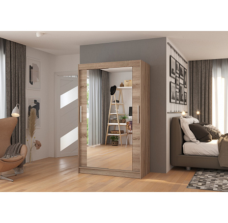 Tolóajtós szekrény tükörrel TIBAGO 120 Truffle+Truffle