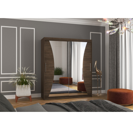 Tolóajtós szekrény tükörrel CHARLOTTE 180 Choco+Choco