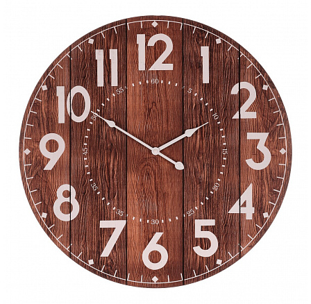 Hodiny nástěnné - pr. 58 cm, hnědé, MDF, imitace dřeva