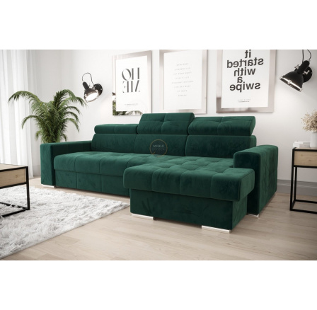 NAROŻNIK Z FUNKCJĄ SPANIA MARGO 160x250 - prawa , Odcienie zieleni NAROŻNIK Z FUNKCJĄ SPANIA MARGO 160x250 - prawa , Odcienie zieleni