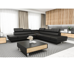 NAROŻNIK EMPORIO MAX 300X300 - Czarna eko skóra