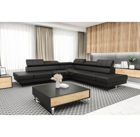 NAROŻNIK EMPORIO MAX 300X300 - Czarna eko skóra