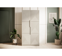 Szafa Asha z ryflowanym frontem i metalowymi uchwytami 100 cm - kaszmir / kaszmirowe uchwyty