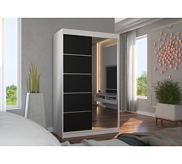 Tükrös tolóajtós szekrény NICEA 120 Fehér+Fekete